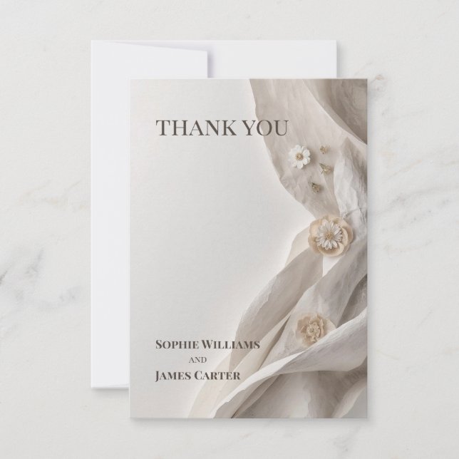 Elegant Minimalist Personalised Wedding Thank You  Card (Front)