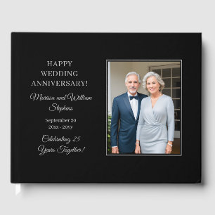Elegant Minimalist Photo 25th Wedding Anniversary Guest Book
