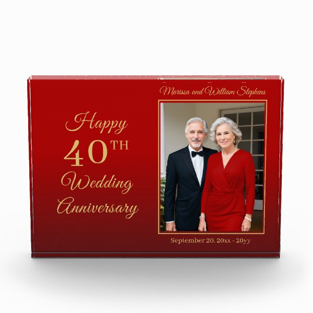 Elegant Minimalist Photo 40th Wedding Anniversary (Front)