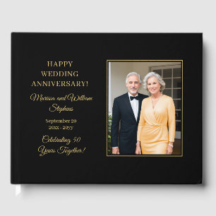 Elegant Minimalist Photo 50th Wedding Anniversary Guest Book