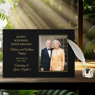Elegant Minimalist Photo 50th Wedding Anniversary Guest Book