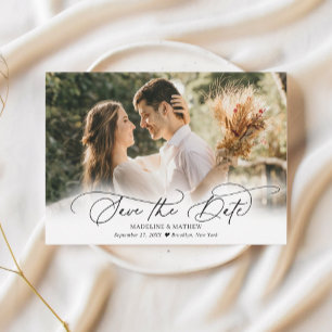 Elegant Minimalist Photo Calligraphy Wedding Save The Date