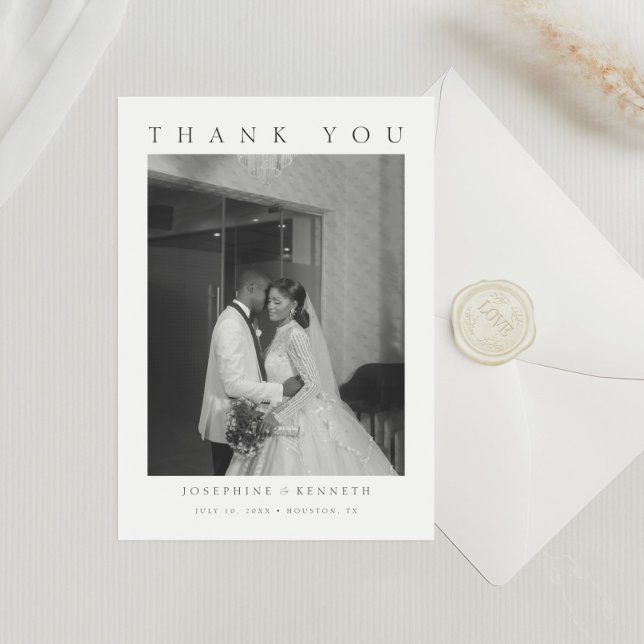 Elegant Minimalist Photo Calligraphy Wedding Thank You Card (Creator Uploaded)