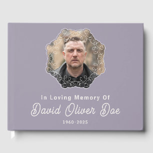 Elegant Minimalist Photo Classic Memorial Funeral Guest Book