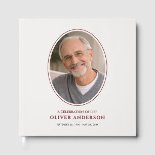 Elegant Minimalist Photo Funeral/Memorial Guest Book