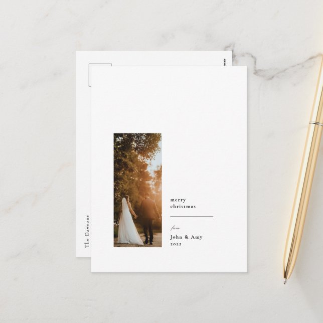 Elegant Minimalist Photo Holiday Postcard (Front/Back In Situ)