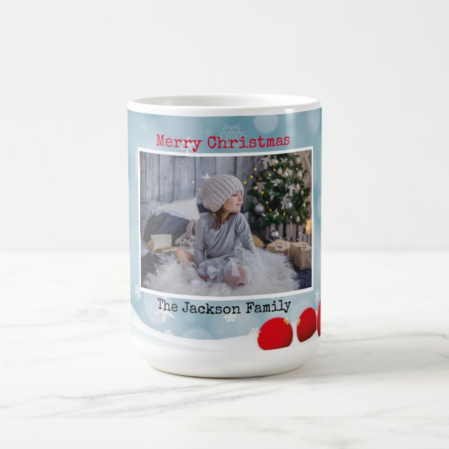 Elegant Minimalist Photo Merry Christmas Coffee Mug (Center)
