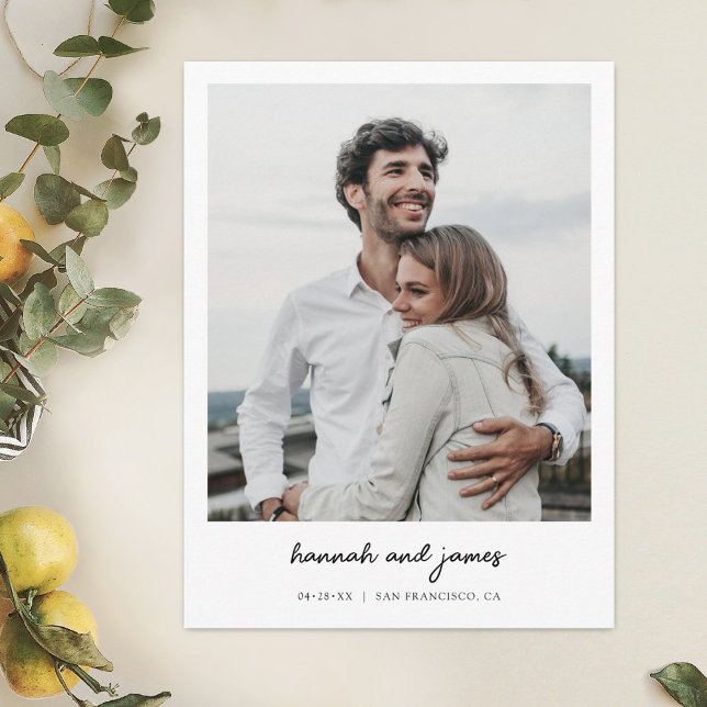 Elegant Minimalist Photo Save the Date Wedding Invitation Postcard (Creator Uploaded)