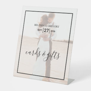 Elegant Minimalist Photo Wedding Cards & Gifts Pedestal Sign