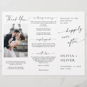 Elegant Minimalist Photo Wedding Ceremony Program