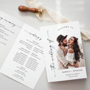 Elegant Minimalist Photo Wedding Ceremony Program