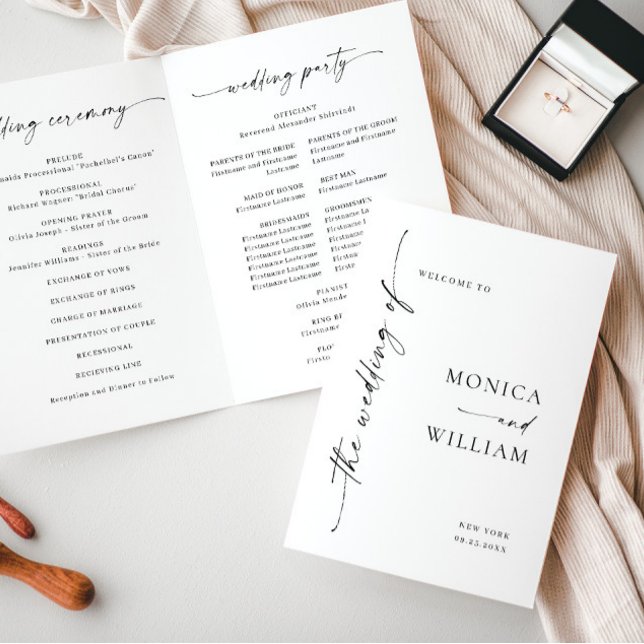 Elegant Minimalist Photo Wedding Ceremony Program (Creator Uploaded)