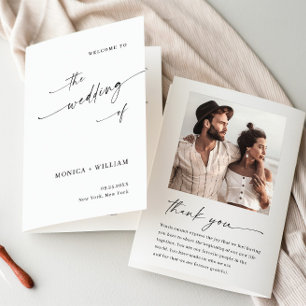 Elegant Minimalist Photo Wedding Ceremony Program