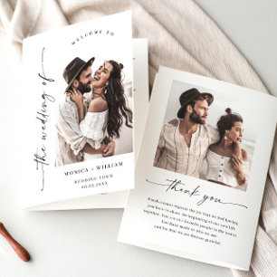 Elegant Minimalist Photo Wedding Ceremony Program