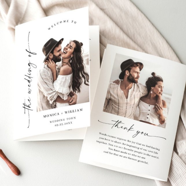 Elegant Minimalist Photo Wedding Ceremony Program (Creator Uploaded)