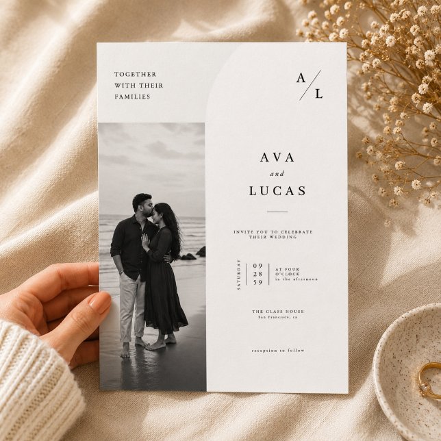 Elegant Minimalist Photo Wedding Invitation. Invitation (Creator Uploaded)