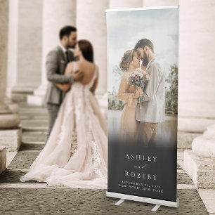 Elegant Minimalist Photo Wedding Retractable Banner