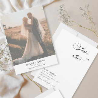Elegant Minimalist Photo wedding Save The Date 