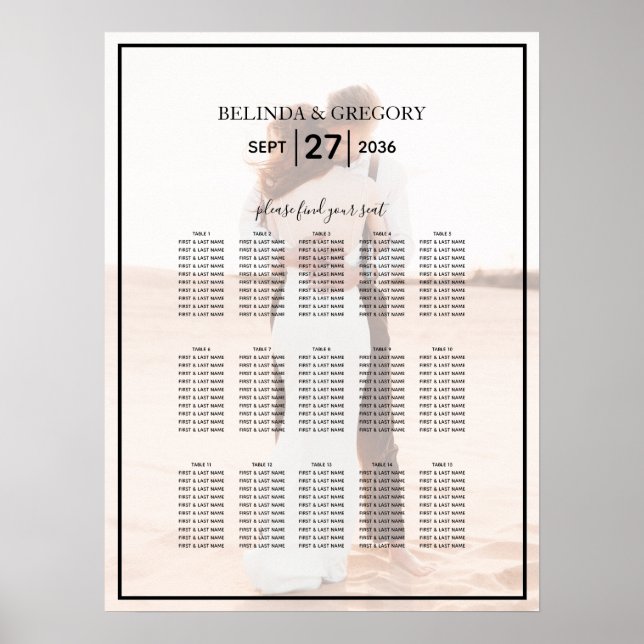 Elegant Minimalist Photo Wedding Seating Chart (Front)