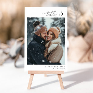 Elegant minimalist photo wedding table number