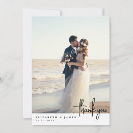 Elegant Minimalist Photo Wedding Thank You Card