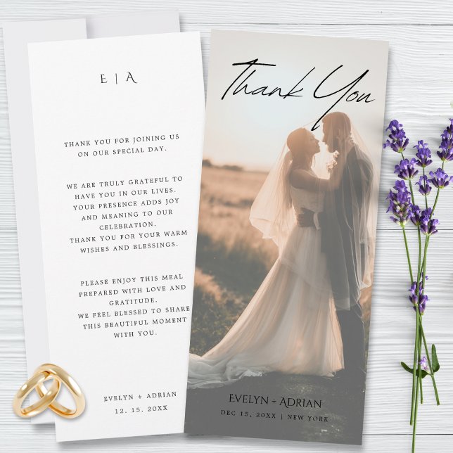 Elegant Minimalist Photo wedding Thank You Card (Creator Uploaded)