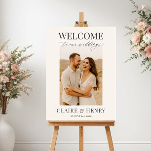 Elegant Minimalist Photo Wedding Welcome  Poster