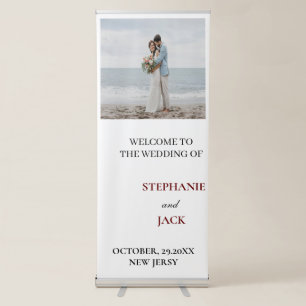Elegant Minimalist Photo Wedding Welcome Retractable Banner