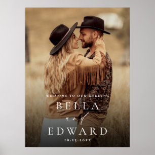 Elegant Minimalist Photo Wedding Welcome Sign