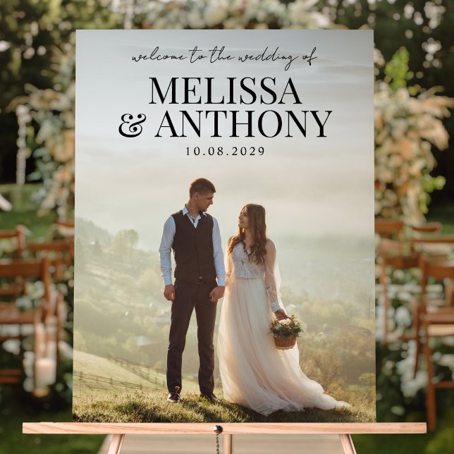 Elegant Minimalist Photo Welcome Wedding Acrylic Sign (Creator Uploaded)
