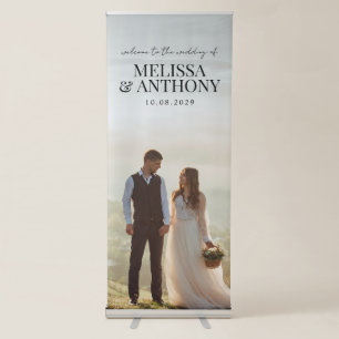 Elegant Minimalist Photo Welcome Wedding Retractable Banner