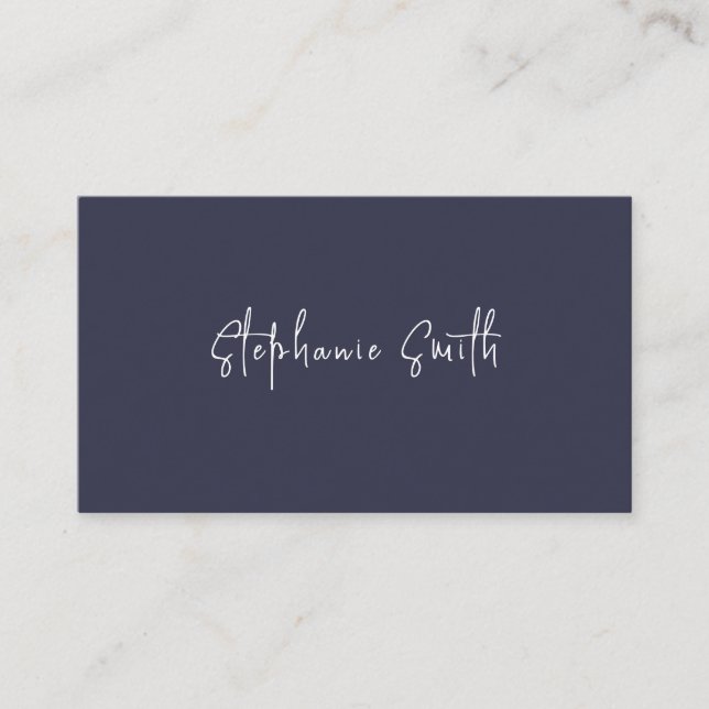 Elegant Minimalist Photographer Luxe Modern Blue Business Card (Front)