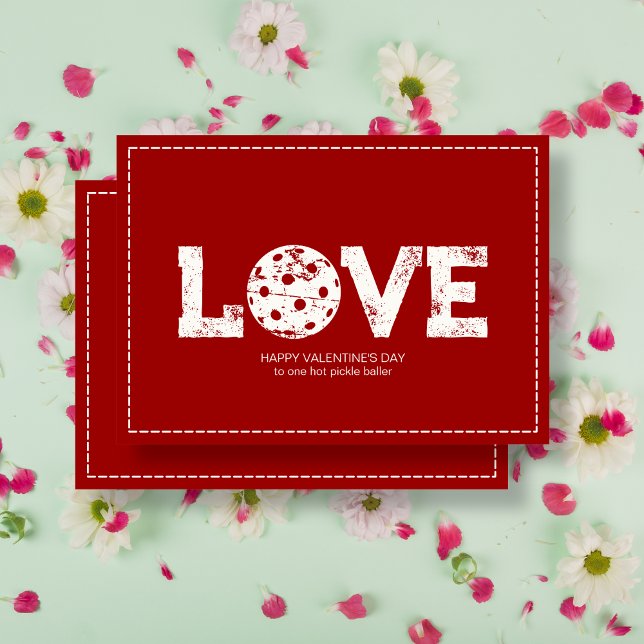 Elegant Minimalist Pickleball Valentine's Day Card (Creator Uploaded)