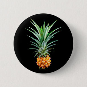 elegant minimalist pineapple black background 6 cm round badge