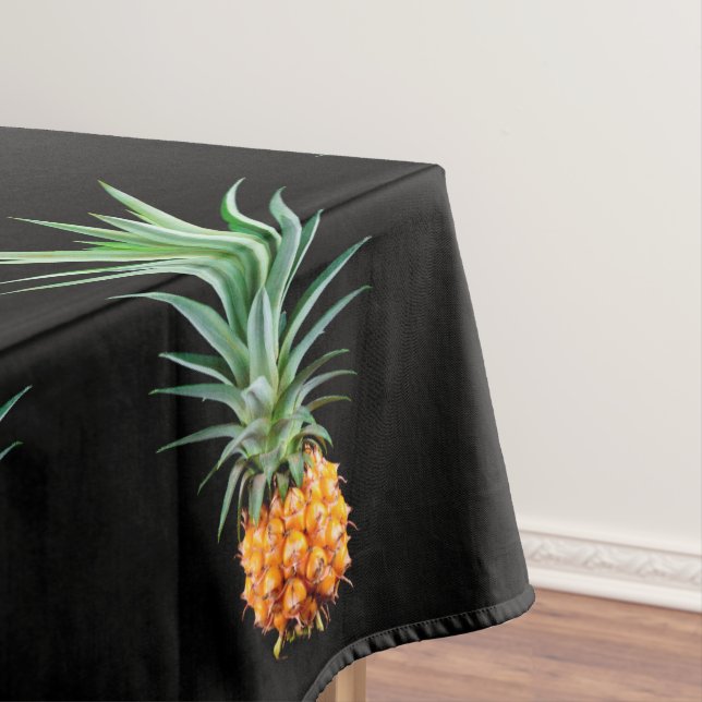 elegant minimalist pineapple | black background tablecloth (In Situ)
