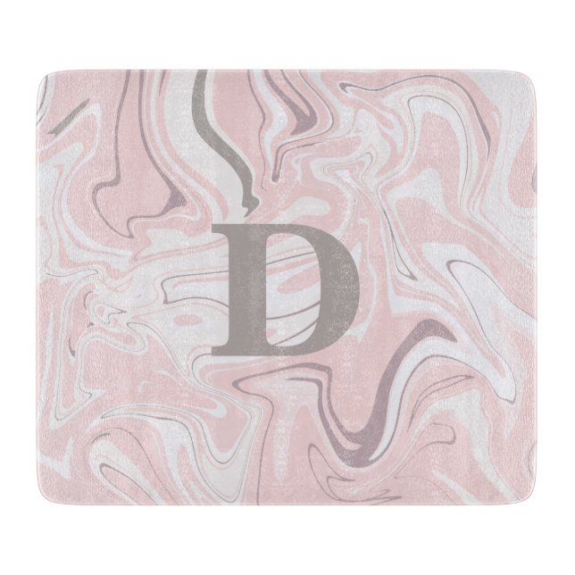 Elegant minimalist pink and white marble look cutting board (Front)