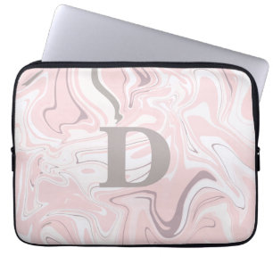 Elegant minimalist pink and white marble look laptop sleeve