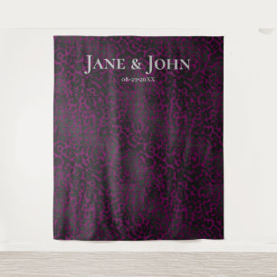 Elegant Minimalist Pink Black Leopard Backdrop Tapestry