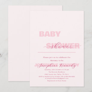 Elegant Minimalist Pink Gender Neutral Baby Shower Invitation