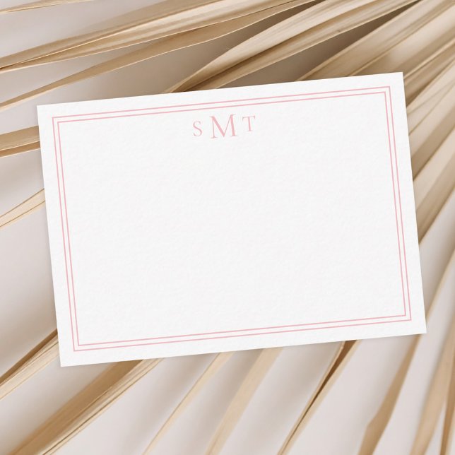 Elegant Minimalist Pink Three Letter Monogram Card (Creator Uploaded)