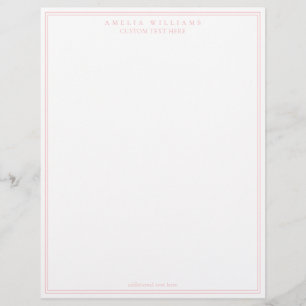 Elegant Minimalist Pink Two Border Custom Letterhead