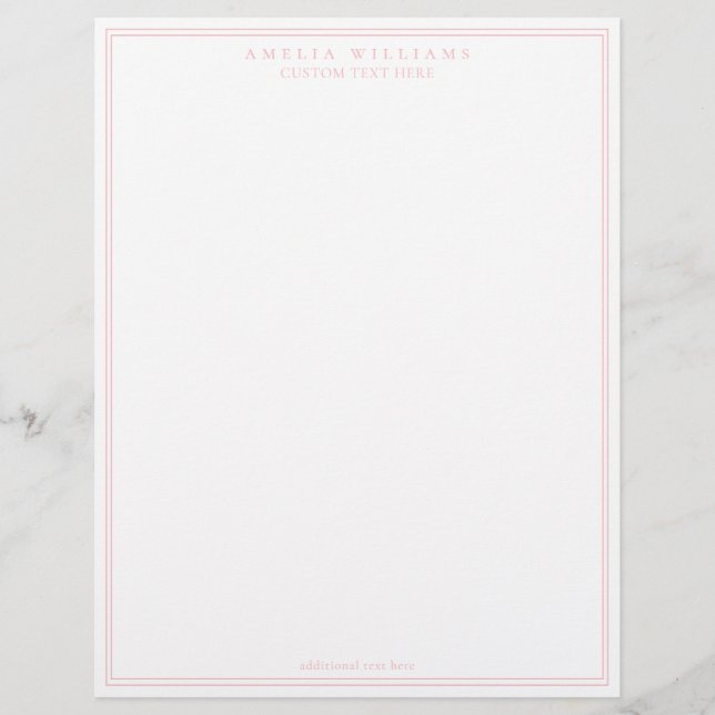 Elegant Minimalist Pink Two Border Custom Letterhead (Front)