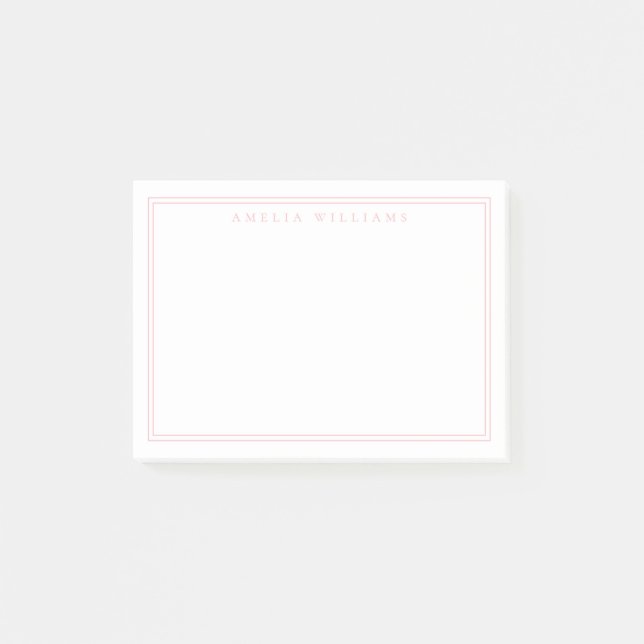 Elegant Minimalist Pink Two Border Post-it Notes (Front)