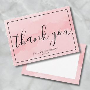 Elegant Minimalist Pink Wedding Thank You Card