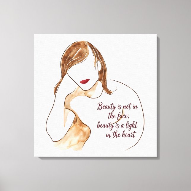 Elegant Minimalist Portrait with Quote Canvas Print (Front)