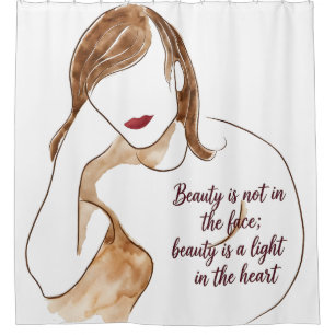 Elegant Minimalist Portrait with Quote Shower Curtain