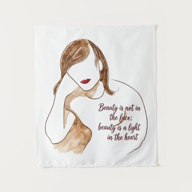 Elegant Minimalist Portrait with Quote Tapestry (Front)