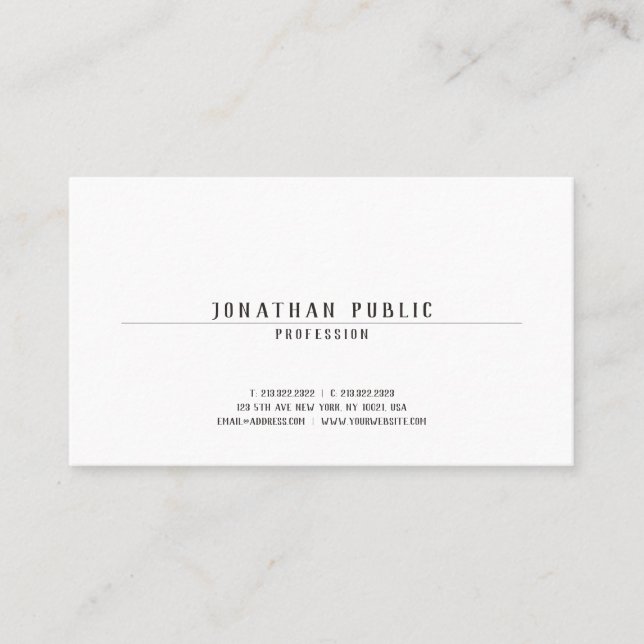 Elegant Minimalist Professional Modern Trendy Cool Business Card (Front)