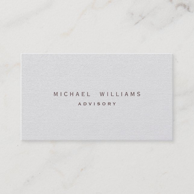 ELEGANT MINIMALIST PROFESSIONAL PAPER PLATINUM BUSINESS CARD (Front)