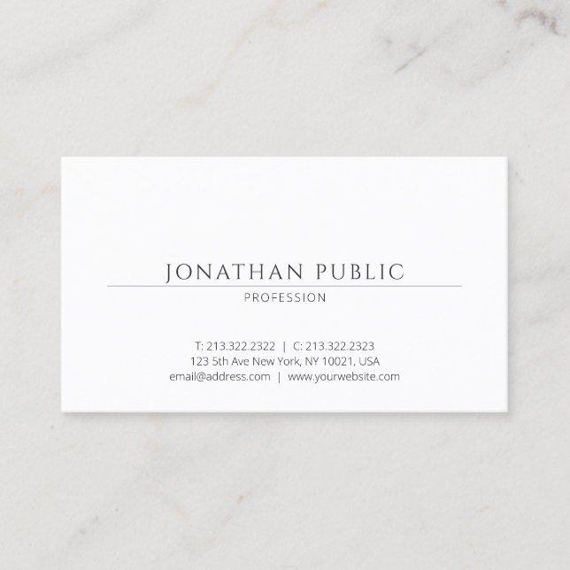 Elegant Minimalist Professional Plain Cool Modern Business Card (Front)